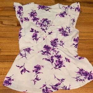 Monteau Purple Floral Blouse